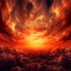 Fiery sunrise sky. (AI Generated) Art Print